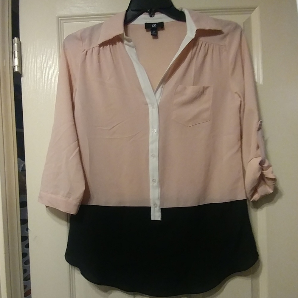 Sheer pink and black blouse